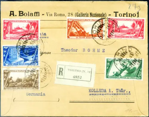 Italien Königreich. Marsch auf Rom 1932. 6 Werte auf Einschreiben für Deutschland.