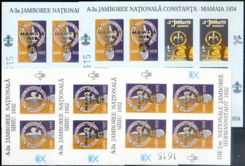 Rumänien. Erinnofili. Pfadfinder 1932-1934. 5 Miniblätter.