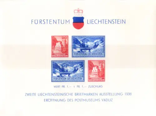 Liechtenstein. Ausstellung von Vaduz 1936. Zettel.