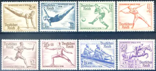 Deutsches Reich. Sport. Olympiade Berlin 1936. Serie + 2 Zettel.