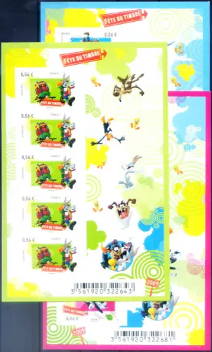 Frankreich. Cartoons. Looney Tunes 2009. 3 Miniblätter selbstklebend.