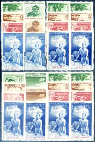 Französische Kolonien. Kinderschutz und Kaiserreich 1942. 24 Ausgaben.