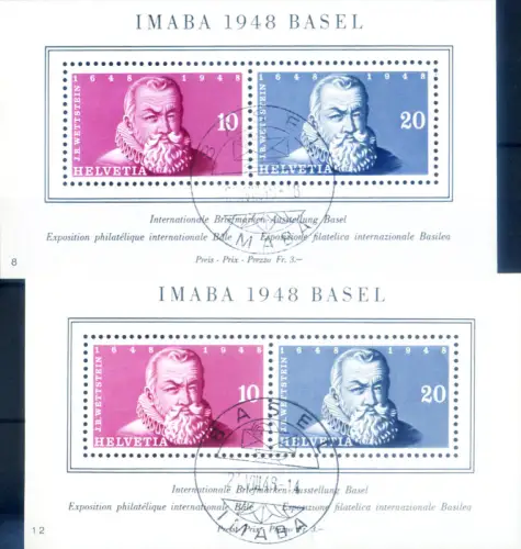 Schweiz. Expo 'IMABA 1948'. 2 Zettel, gebraucht.