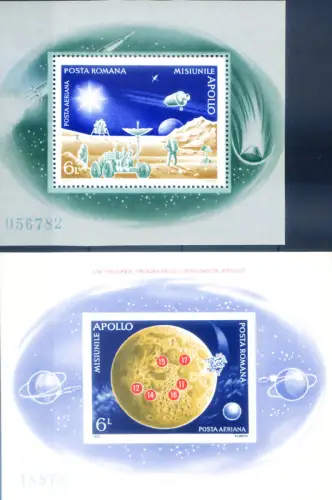Rumänien. Astronautica 1972. 2 Zettel.