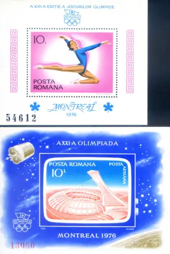 Rumänien. Sport. Olympiade Montreal 1976. 2 Zettel.