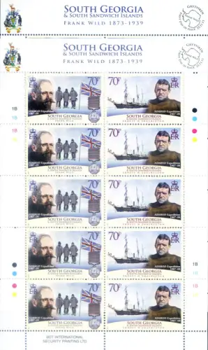 Südgeorgien. Frank Wild 2011. 4 Miniblätter.