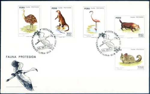 Peru. Geschützte Fauna 1973. FDC.