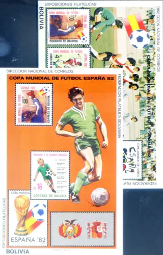 Bolivien. Sport. Fußball 1982. 2 Zettel.