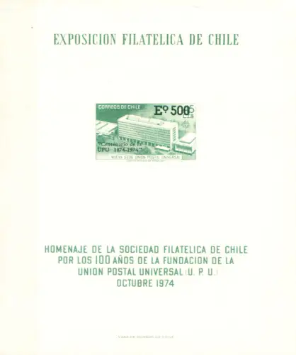 Chile. UPU 1974. Erinnerungszettel.