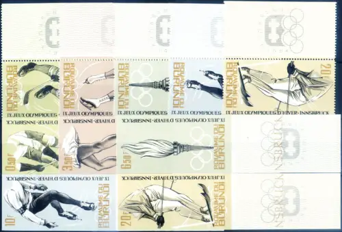 Burundi. Sport. Olympiade Tokio 1964. 2 Serien + 2 Zettel. Minimale Falten.