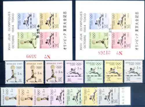 Haiti. Sport. Olympiade Tokio 1965. Überdruckt. Ungewöhnliches Set.