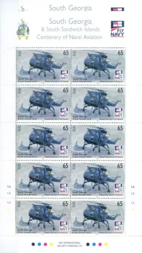 Südgeorgien. Marine Luftfahrt 2009. 4 Miniblätter.