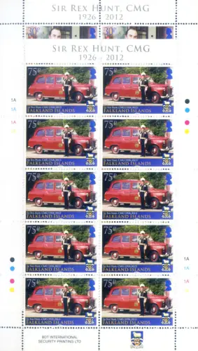 Falklandinseln. Rex Hunt 2013. 4 Miniblätter.