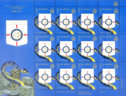 San Marino. Sport. Fußball 2018. Inter. Kleinbogen.