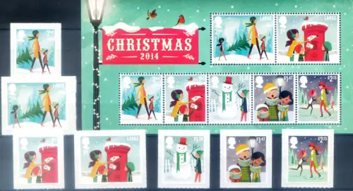 Großbritannien. Weihnachten 2014. Serie + Zettel.