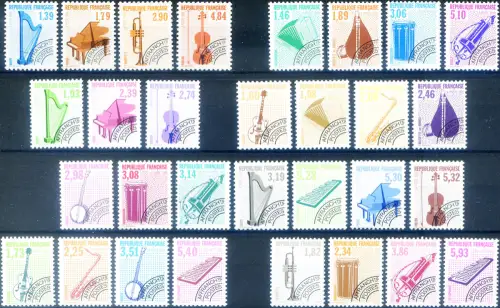 Frankreich. Vorgestempelt. Musikinstrumente 1989-1993.