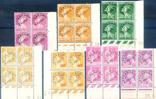 Frankreich. Vorgestempelt 1924-1941. Einige gute 4er Blöcke.