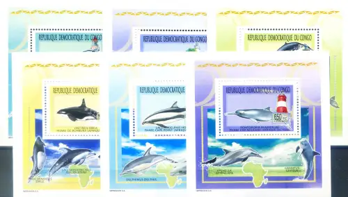 Kongo. Kinshasa. Fauna. Wale 2011. Serie + 8 Zettel.