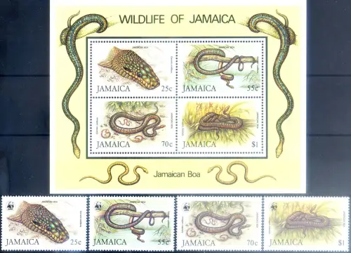 Jamaika. Fauna. Schlangen 1984. WWF.