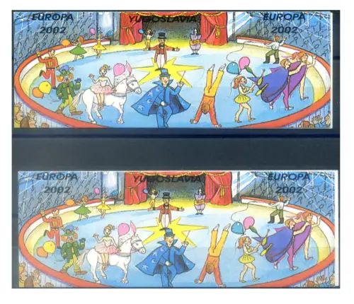 Jugoslawien. Europa 2002. 2 Hefte (identische Einbände aber unterschiedliche Innenseiten).