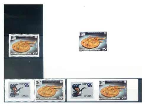 Neukaledonien. Fauna. Fisch 1996. Mit und ohne Band + ungezähnt + Karton 'Probe'.