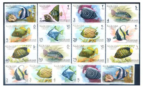 Vereinigte Arabische Emirate. Sharjah. Definitiv. Fische 1966.