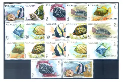 Vereinigte Arabische Emirate. Sharjah. Fauna. Fische 1966. Überdruckt.