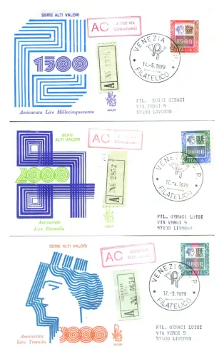 Italienische Republik. Hohe Werte 1978-1979. 5 FDC.