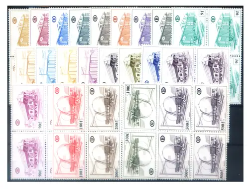 Belgien. Eisenbahnpakete. Waggons 1980. 4er Blöcke.