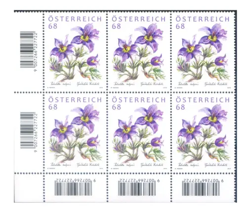Österreich. Flora. Pulsatilla 2015 (Hommage an Abonnenten). 6er Block.