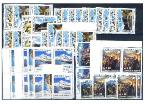 Bolivien. UPAEP. Kleines Konvolut Ausgaben 1989-1998.