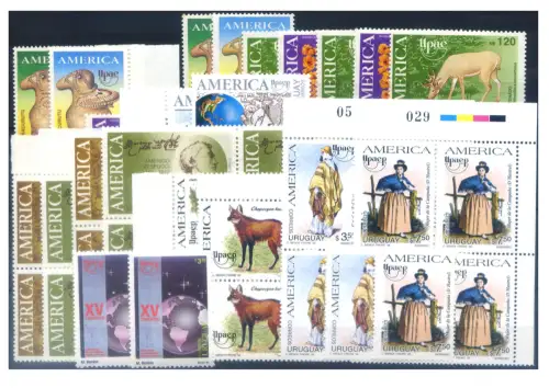 Uruguay. UPAEP. Kleines Konvolut Ausgaben 1989-1996.