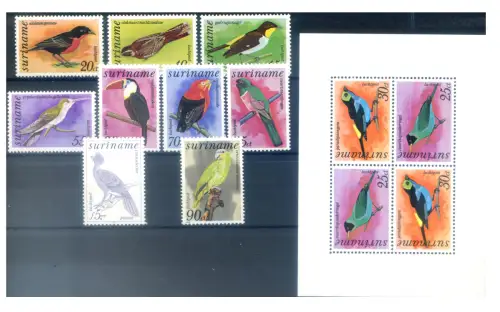 Suriname. Definitiv. Fauna. Vögel 1977-1985. Serie + Kleinbogen.