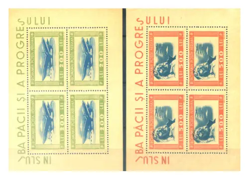 Rumänien. Flugzeuge 1946. 2 Miniblätter.