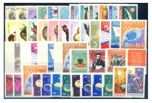 Albanien. Kompletter Jahrgang 1964. Serie 'Vögel' fehlt.