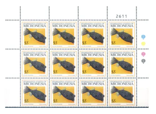 Mikronesien. Definitiv. Fauna. Fische 1998. Blockserie von 12.