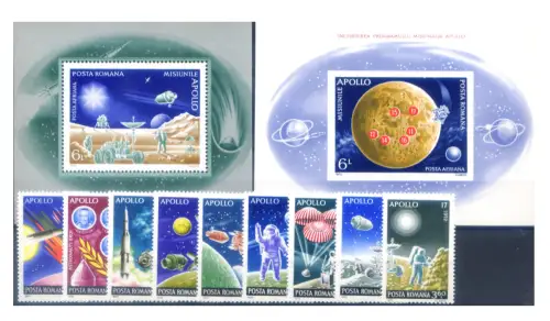 Rumänien. Astronautica 1972. Serie + 2 Zettel.