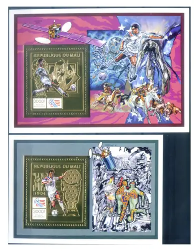 Mali. Sport. Fußball 1994. 2 Zettel 'Gold'.