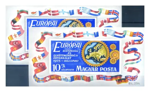 Ungarn. Europäische Zusammenarbeit und Sicherheit 1975. 2 Zettel.