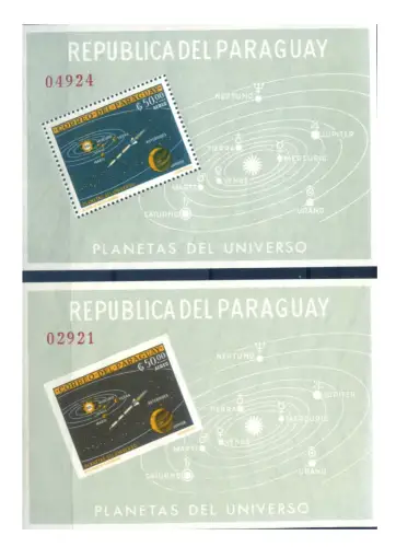Paraguay. Astronautica 1962. gezacktes + ungezähntes Zettel.