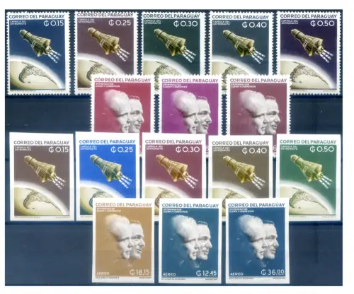 Paraguay. Astronautik. Glenn und Carpenter 1962. 2 Serien + 2 Zettel.
