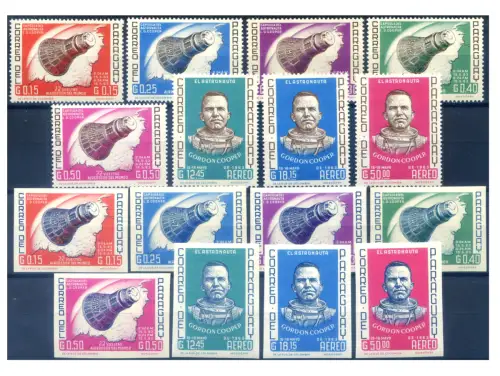 Paraguay. Astronautik. Gordon Cooper 1963. 2 Serien + 2 Zettel.