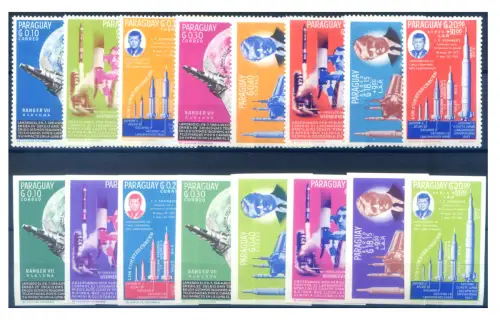 Paraguay. Astronautik. Kennedy und Von Braun 1964. 2 Serien + 2 Zettel.