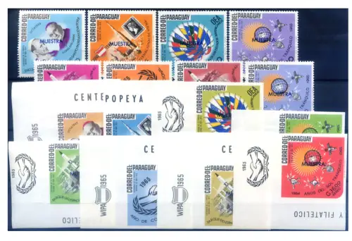 Paraguay. Jahr der ruhigen Sonne 1966. 2 Serien, Aufdrucke 'Probe'.