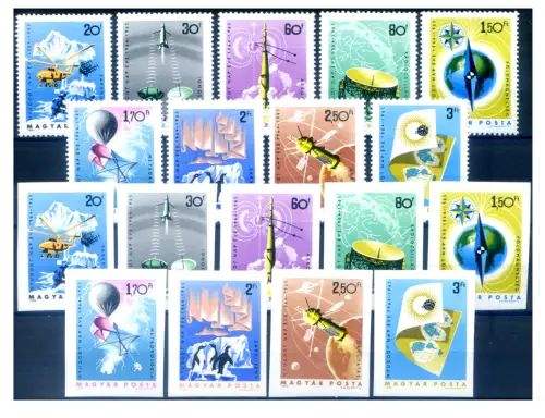 Ungarn. Internationales Jahr der 'ruhigen Sonne' 1965. Serie gezahnt + ungezähnt.