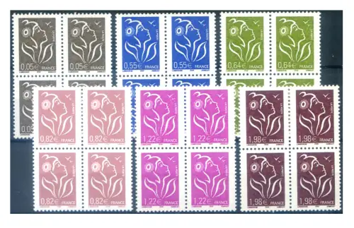 Frankreich. Definitiv. 'Marianna der Franzosen' 2005. Abziehbild. 4er Blöcke.