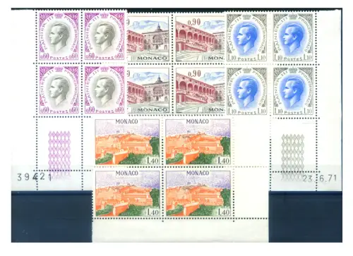 Monaco. Definitiv. Ergänzungswerte 1971. 4er Blöcke.