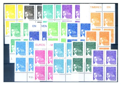 Frankreich. Definitiv. 'Marianna vom 14. Juli' 2002. 4er Blöcke.