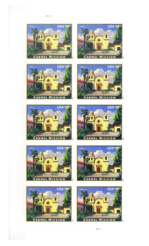USA. Definitiv. 'Carmel Mission' 2012. Hoher Wert, für Espress. Kleinbogen.