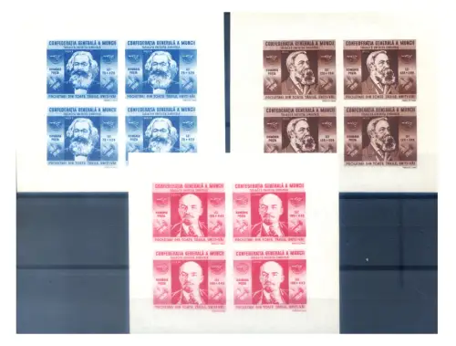 Rumänien. Gewerkschaftsbund 1945. 3 Miniblätter.